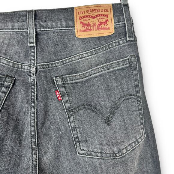 Levis Womens Wedgie Skinny Jeans Faded Black Gray Jeggings Button Fly Size 27 - Picture 6 of 8